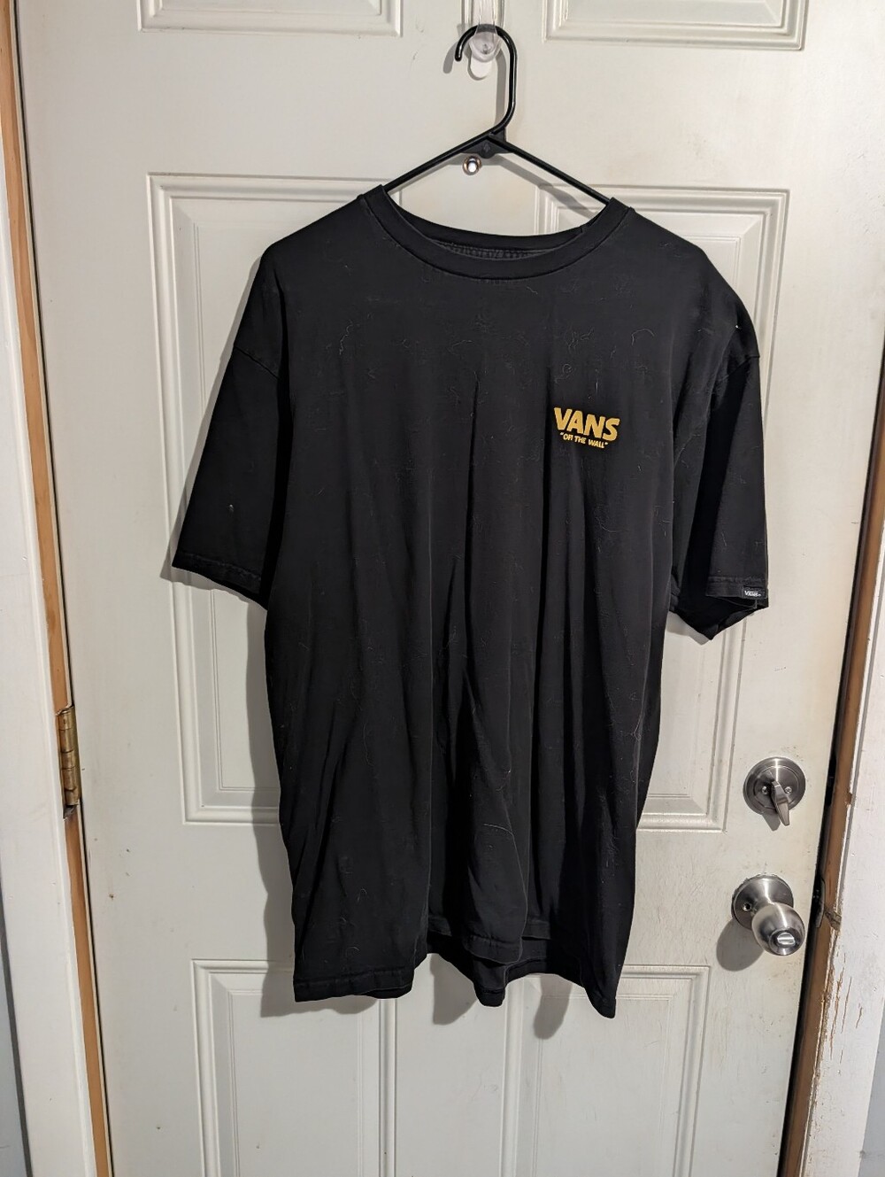 Vans Black Short Sleeve Tee with Yellow Chest Logo